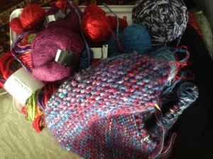This is the start of a blanket I began in late December using mostly yarn I picked up in December (some from my sister).